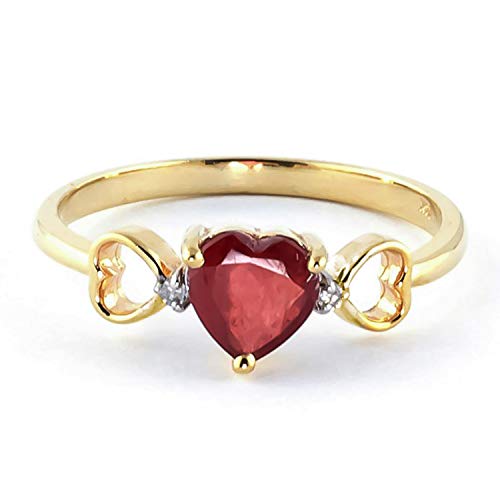 Galaxy Gold GG 1.01 ct 14k Solid White, Rose Yellow Gold The Heart of Hearts Ruby & Diamond Ring 43413