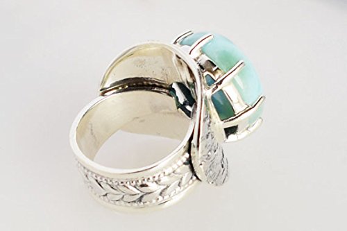 Bague larimar véritable argent 925 anti-ternissement serti griffes sécurisé - 5