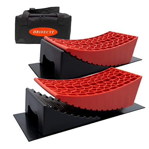 Hridecyt Camper Levelers For Travel Trailers,No Trimming Required,Faster And Easier Than Rv Leveling Blocks,Includes 2 Curved Levelers,2 Wheel Chocks,2 Non-Slip Mats,1 Carry Bag,Up To 35000Lbs #TOP17
