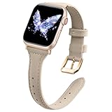 [WoPail] コンパチブル Apple Watch バンド 38mm 40mm 41mm 42mm アップルウォッチ 用 柔らかい レザー 替えベルト iWatch用 薄く 細い 軽量 交換バンド Apple Watch Series 11/10/9/8/7/6/5/4/3/2/1/SE 3/2/1 対応 交換ベルト (38mm 40mm 41mm 42mm、アプリコット)