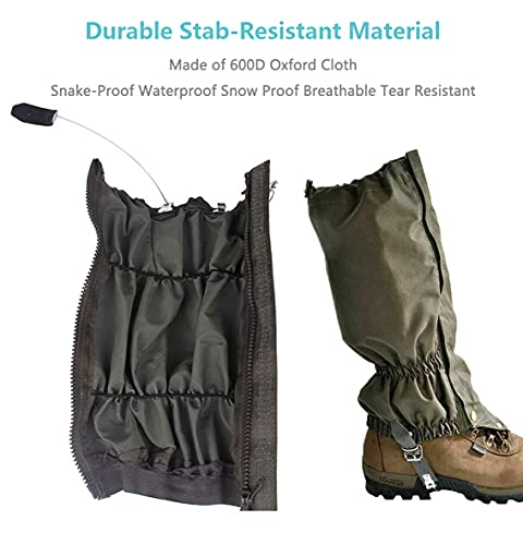 Apkaf Snake Gaiters Waterproof Snake Guards For Ultimate Snake Bite Protection, Snake Protection Gaiters For Hunting, Camping, Hiking, Outdoors Fit For Men & Women, Adjustable Size (Green, L) #TOP1