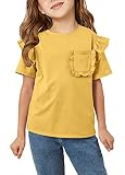 Kingdenergy Girls Summer Cute T Shirt Short Ruffle Sleeve Basic Soft Casual Plain Tunic Tops Tees Ye