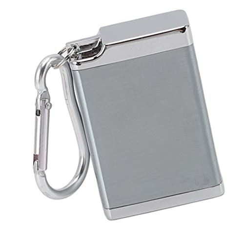 Mini Zinc Alloy Fireproof Ashtray Keychain with Buckle Lid, Portable, Delicate, Flat, Ashless Area, Ideal Gift, Modern Ornament (Silver)