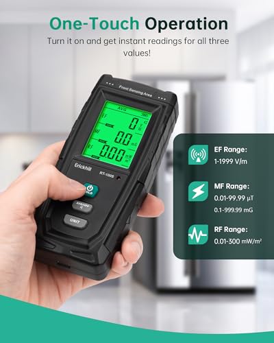 Image of ERICKHILL 3 in 1 EMF Detector, Rechargeable EF, RF, MF, WiFi,5G Detector | Electromagnetic Field Radiation Detector,Triple Alarm Modes, Type-C Charging, For Home, Office and Paranormal Investigation