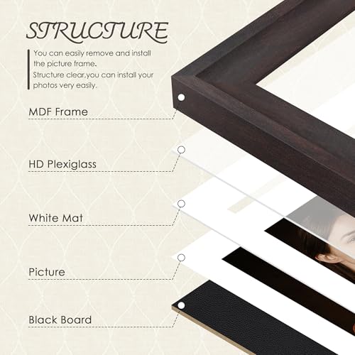 Image of DUENPY 8x10 Picture Frame 4x6 Collage Picture Frame Displays Double 4x6 inch Photos or 8x10 (Without Mat) Wall Decor or Tabletop Walnut