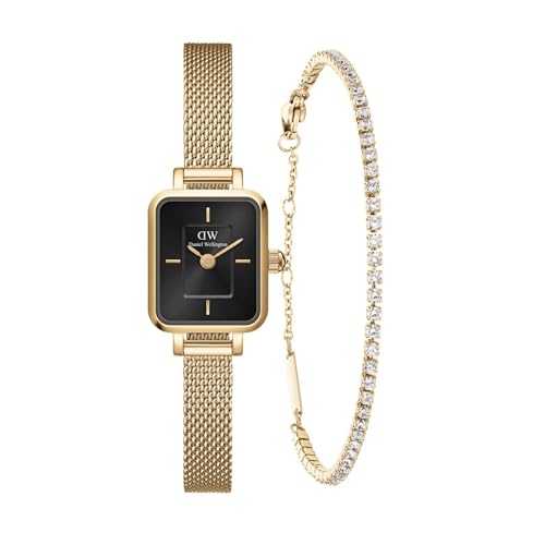 �y�����V���b�v/2�N�ۏ؁z�_�j�G���E�F�����g�� Daniel Wellington Quadro Mini 15.4x18.2 Evergold G Onyx + Classic Tennis Bracelet G �M�t�g�Z�b�g ���f�B�[�X �r���v ��l��