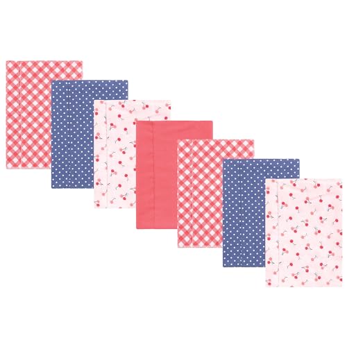 Image of Hudson Baby Unisex Baby Flannel Burp Cloth 7pk, Cherry Sweet, One Size