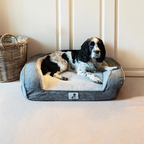 allpetsolutions Duke Dog Bed Luxury Memory Foam Orthopaedic Washable Large Grey Sofa Dog Bed - 88 x 70 x 22cm - with Removable Cover & Non Slip Bottom - Image 3