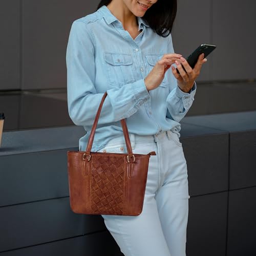 Image of Leather Purse For Women - Real Leather Tote For Women - Ladies Shoulder Handbag For Work, Travel, Casual Use