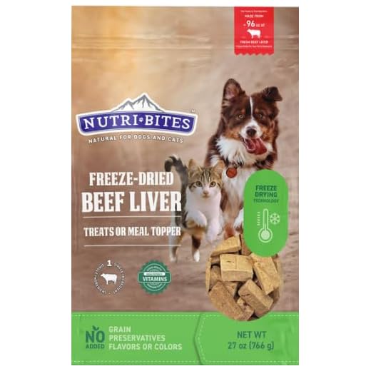 Nutri Bites Freeze Dried Beef Liver Dog & Cat Treats | Healthy Pet Training Treats or Food Topper | All Natural, Single Ingredient, High Protein | Premium Bulk Large Size Pack (27 OZ)
