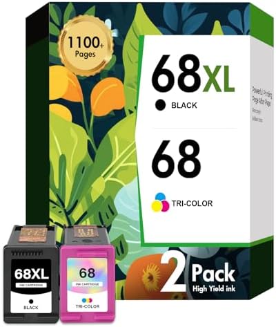 68 68XL 6155e Ink Cartridges Black Color Combo Pack for HP Printers Envy 6555e 6100e 6500e Series 68e Compatible with 6155e 6555e 6152e 6552e 6558e 6165e High Yield (2 Pack)