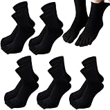 MOAMUN 6 Paires de Chaussettes Homme 5 Doigts, Chaussettes De Sport Homme Chaussettes Running Homme en Coton, Chaussettes Sport Noires avec Orteils pour Course Sport Travail, EU 39-45