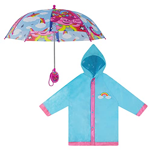 Paraguas y ropa de lluvia para niños Trolls Poppy chubasquero infantil impermeable rojo