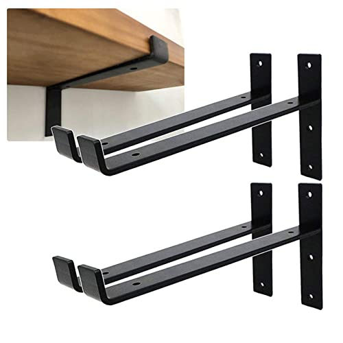 Noir Équerres Etagere Industrielle -pour Stockage De Garage,4pcs Support D'étagère Mural Metal 25cm avec Ferrures Métalliques Renforcées,Murale Fixation pour Etagere (Size : H 250 X L 150mm) Cover