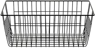 St@llion Rectangular Wire Basket Organizer Bins Storage Frame Wall Hanging Shelf for Kitchen/Pantry/Fridge/Cabine Wire/Bathroom Shelves/Makeup/Toys/Pet Supplies/Clothing (Black, Pack of 1)