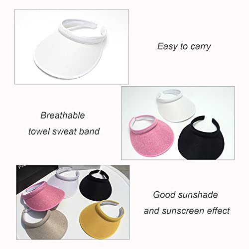 Jecvxor JECLJBH-KDM-WHITE Cloth Covered Slip-On Visor For Women, Adjustable Cap Sports Sun Visors For Men, Women'S Clip thumb #5