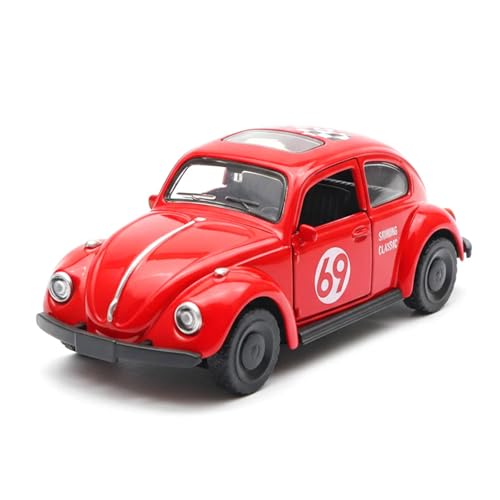 Image of SHAKTISM Die Cast Metal Toy Cars Set - 1:43 Scale Pull Back Action Cars with Open Doors, 4 Model Designs, Mini Vintage Car Collection for Kids Boys Girls, Gift Toy (Red Diecast Model)