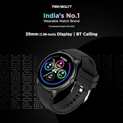 Image of Fire-Boltt Phoenix Smart Watch 1.38 inch HD Display, Bluetooth Calling, AI Voice Assistant, 120 Sports Modes, IP67 Waterproof, SpO2 Monitor, Smart Watch for Man & Woman- Black