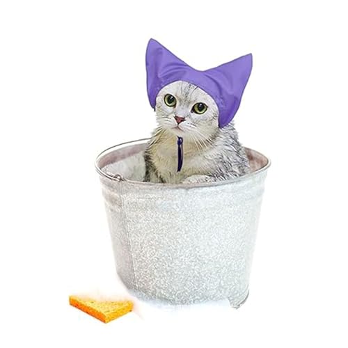 Bonnet de douche pour chat imperméable et réglable jaune pour le bain - 4