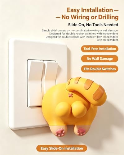 Cat Butt Light Switch Cover 3D Double Rocker Wall Plate，1PC - 4
