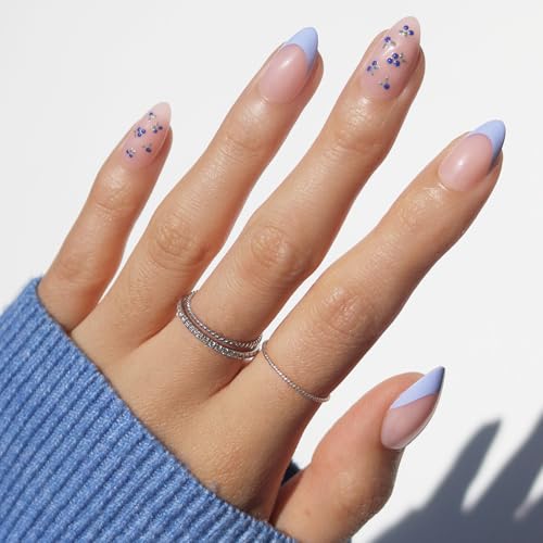 Glamnetic Press On Nails - Bluebelle | Short Almond Fake Nails wi...