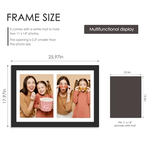 Image of DUENPY 16x24 Picture Frame 2-Opening 11x14 Collage Picture Frame Displays Two 11x14 inch Photos Collage Wall Decor Wall Hanging or Tabletop Black