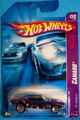 Mattel Hot Wheels 2007 1:64 Scale Blue With Flames 1967 Chevy Camaro Die Cast Car #042