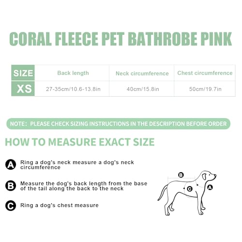 Microfibre Dog Towel Adjustable Dog Drying Coat Ultra Absorbent Dog Bathrobe Super Soft Coral Velvet Dog Towel After Bath Beach Pool Pet Bathrobe Towels For Small Dogs And Cats (XS) (Green) - Image 2