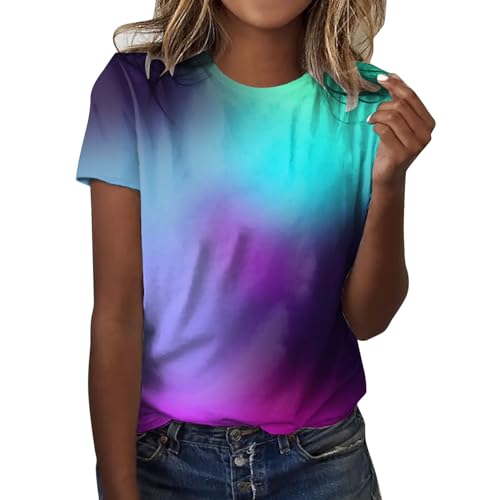 Tshirt Damen Oberteile Sommer T-Shirt Damen Mode Farbverlauf Shirts...