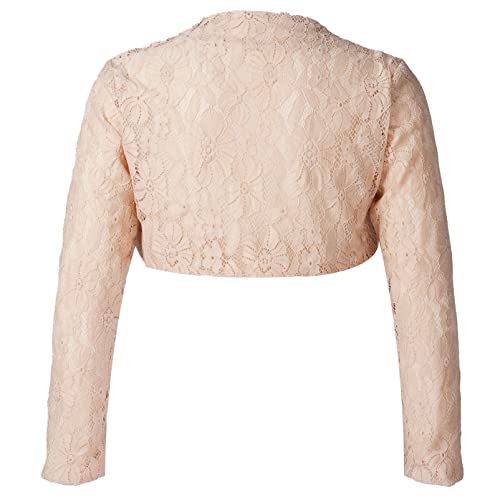 Kids Girls Long Sleeve Floral Lace Cropped Bolero Open Front Cardigan Shrug Flower Girl Dress Cover Up2
