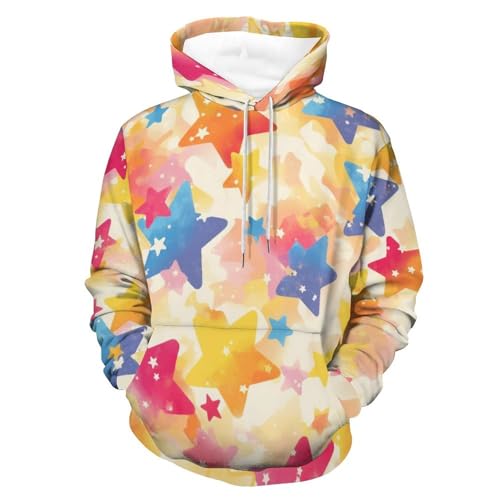 Sweat à capuche étoiles colorées homme femme manches S