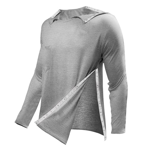 T-shirt de sport pour homme à manches longues entièrement amovible avec boutons pressions