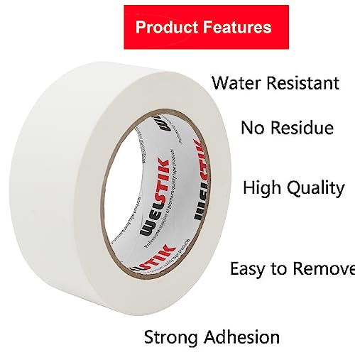 WELSTIK White Gaffer Tape 2 Inches x 33 Yards, No Residue, Non-Reflective,Waterproof, Can be Torn by Hand, Gaffers Cloth Tape for Photography, Shooting Background Fixed