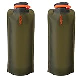 Vapur Flexible, Collapsible Wide Mouth Anti-Bottle with Detachable Carabiner, 23 Ounce, Olive, Pack of 2