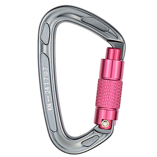 WTALL 7075 Moschettone in Lega di Alluminio 24KN Gancio Resistente a Forma di D per Arrampicata su Roccia