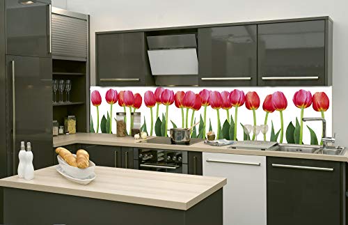 DIMEX LINE Peel and Stick Kitchen Backsplash Sticker Bed of Tulips | Waterproof Decorative Wall Foil for Kitchen | Made in EU - 260.00 × 60.00 cm