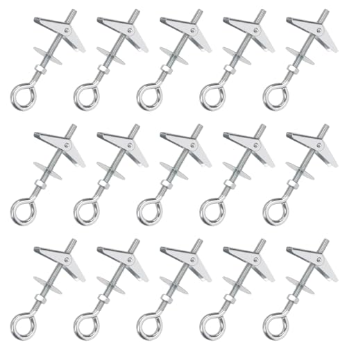 Rustark 15 pezzi M6 Bulloni a occhiello a forma di O Kit di ancoraggio a levetta Assortimento Ancoraggi a molla Bulloni ad ala a molla Bulloni ad occhiello resistenti Ancoraggi a farfalla per piante