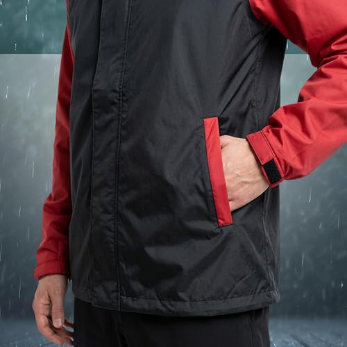 Image of TVS Dual Tone Waterproof Rainsuit for Men & Women | 10,000 MM Waterproof | Adjustable Hood, Reflective Branding, Contrast Sleeves | Lightweight Rain Suit for Motorcycle & Outdoor Use