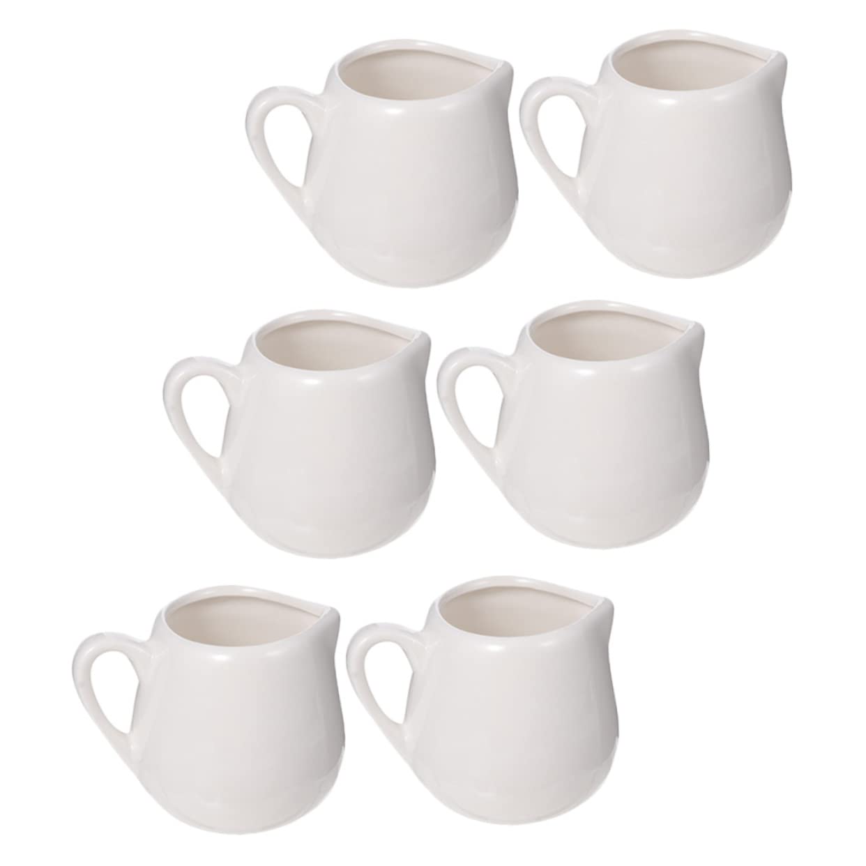 Cabilock 6pcs Sauce Spoon Carafe Seasoning Dish Porcelain Milk Mini Syrup Pitcher Espresso Shot Sauce Cup Classic Syrup Dressing Container Jugs Creamer Ceramic Sauce Holder Ceramics White
