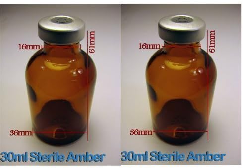 2 Pack 30ml Empty Amber Borosillicate Sealed Sterile Serum Vials