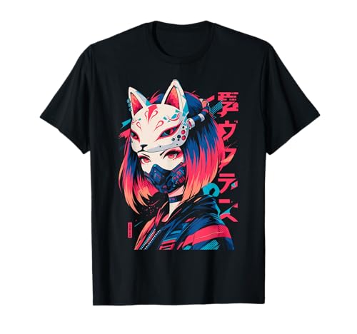 Anime Manga Cyberpunk Aesthetic Techwear Harajuku Kitsune T-Shirt