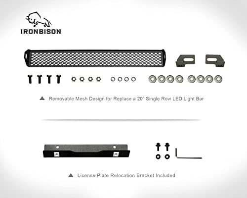 Image of IRONBISON Bull Bar Fit 2019-2024 Chevy Silverado 1500 (Exclude 2019 Silverado 1500 LD /Trims with Super Cruise System) Pickup Truck Front Bumper Grille Guard Compatible with 20 inch LED Light