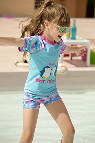 Image of weVSwe Girls Rash Guard Set 2-Piece UPF 50+ Sun Protection Swimsuit 2T-14 Years