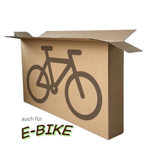 Geschickt Verpackt Fahrradkarton groß 1800x250x1000 mm – stabiler 2-welliger Versandkarton für E-Bike & Fahrrad – mit Handgriffen, 50 kg Traglast, recycelbar, für Spedition & Flugzeug, Made in Germany