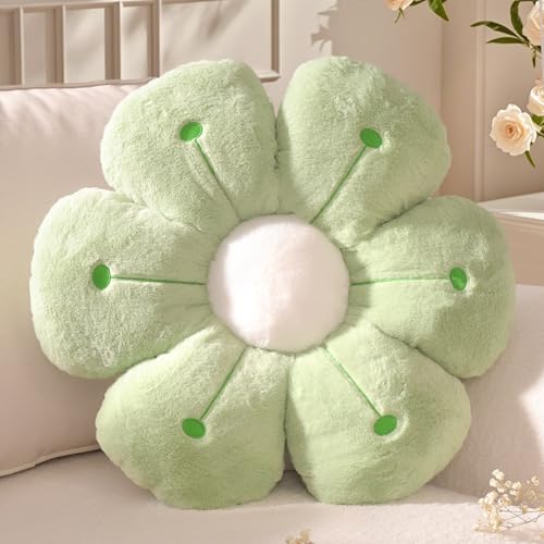 Yhoelata Coussin Fleur Petit, Coussin de Sol Forme de Fleur Vert, Coussins Décoratif en Peluche Daisy Enfant, Aesthetic Coussins Décoration Canapé, Deco...