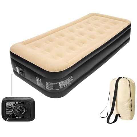 Trendi Inflatable HIGH Pillow Raised Single Flocked AIR Bed Mattress AIRBED Cover