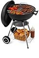 18 Inch Portable Charcoal Grill with Wheels for Outdoor Cooking Barbecue Camping BBQ Coal Kettle Grill - Heavy Duty Round with Thickened Grilling Bowl Wheels for Small Patio Backyard