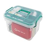 Ponpong Clear Plastic First Aid Box Empty, Family Medicine Kit Storage Box