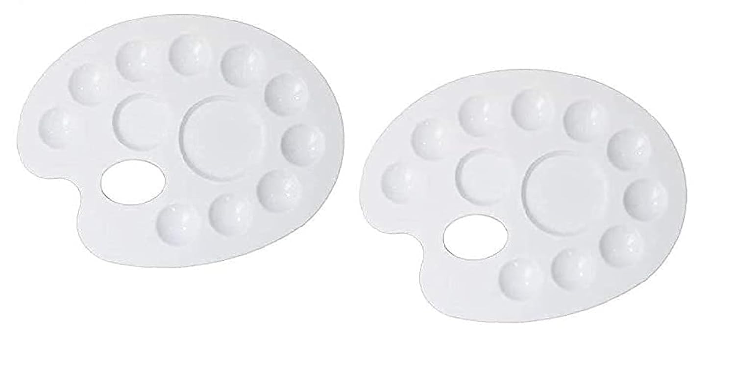 Eclet Large Elliptical Shape Colour Pallete, Paint Mixing, Painting Plate, Watercolor Pallet, Tray for Acrylic Paints, Palate for Colouring with 12 Compartments for Artists, Students, Kids(Pack of 2) Eclet Large Elliptical Shape Colour Pallete, Paint Mixing, Painting Plate, Watercolor Pallet, Tray for Acrylic Paints, Palate for Colouring with 12 Compartments for Artists, Students, Kids(Pack of 2)