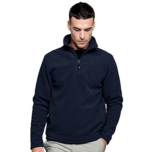 Tejido de micropolar 100% poliéster azul marino talla XXL con cremallera y tratamiento anti boletas